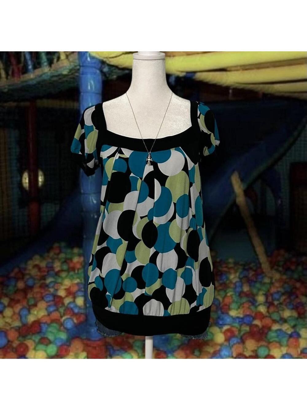 Super y2k abstract bubble print retro 00s top